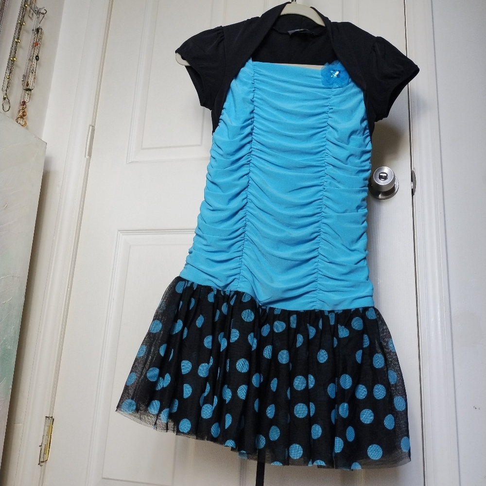 🎀 3/$20 BCX Girls' Y2K Polka Dot Retro Style Pin-Up Dress Size 14 Girls